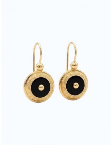 Boucles d'oreilles onyx plaqué or