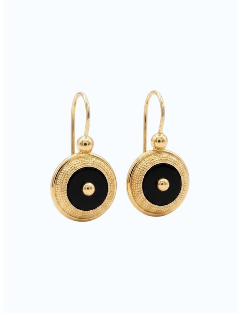 Boucles d'oreilles onyx plaqué or