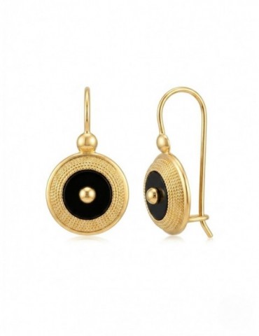 Boucles d'oreilles onyx plaqué or