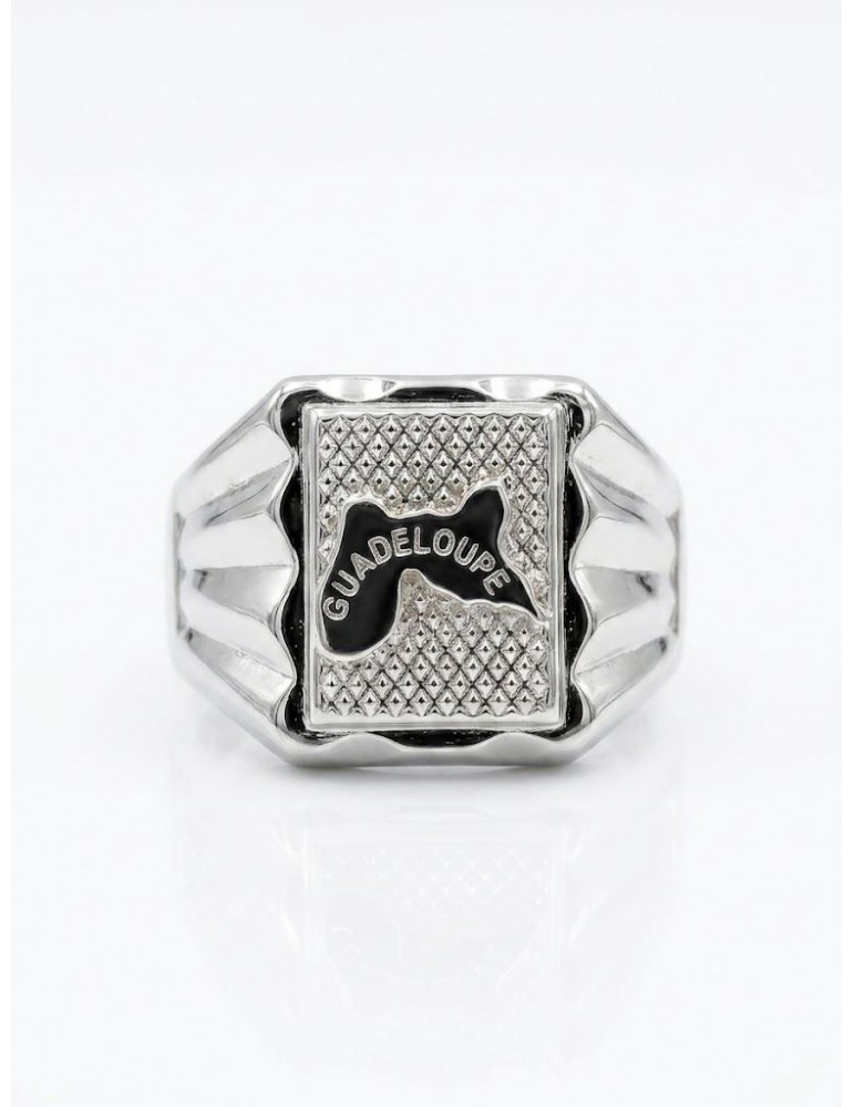 Chevalière carte Guadeloupe argent 925/1000