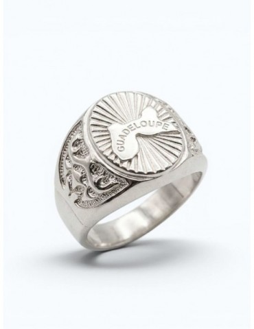 Chevalière carte Guadeloupe argent 925/1000