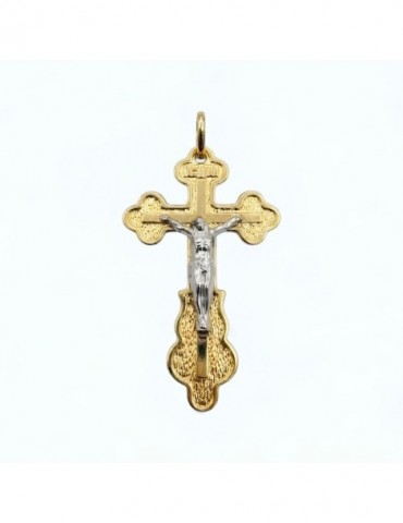 Pendantif croix christ or 750/1000 bicolore