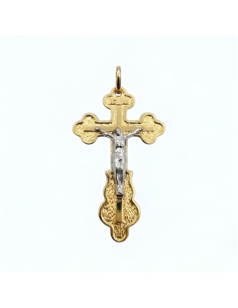 Pendantif croix christ or 750/1000 bicolore