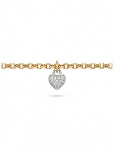 Bracelet de cheville plaqué or coeur zircon
