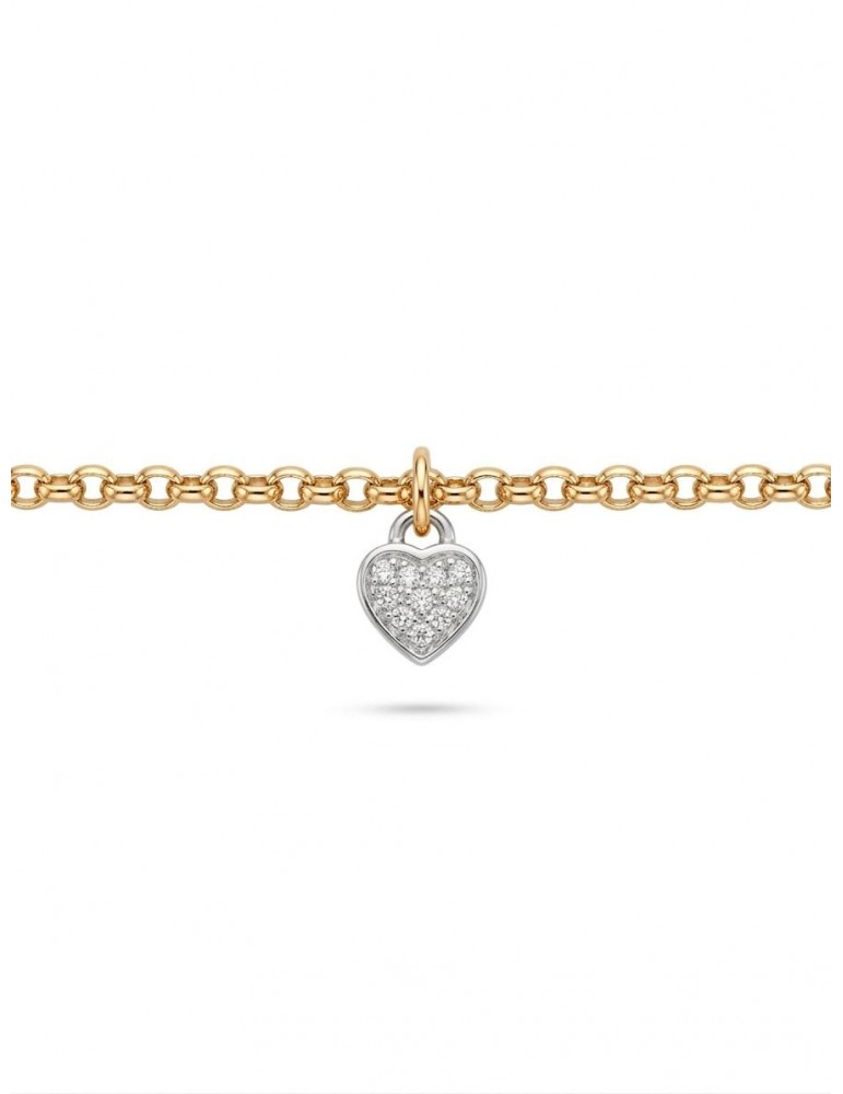 Bracelet de cheville plaqué or coeur zircon