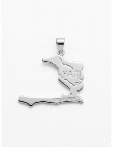 Pendantif carte Haïti argent 925/1000