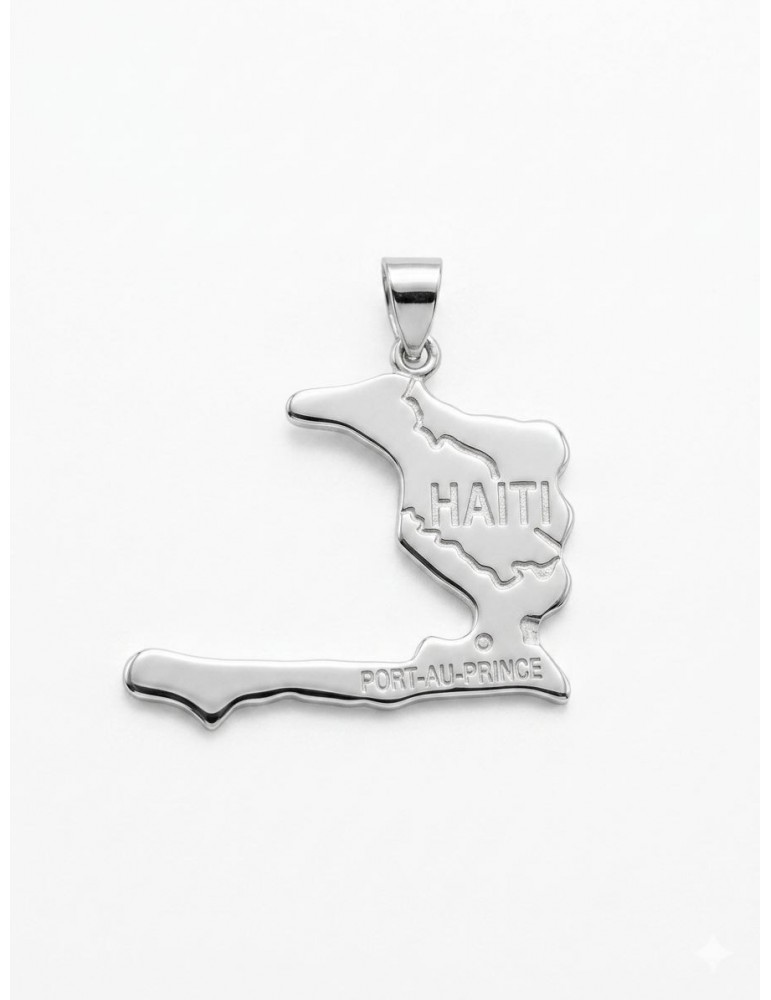 Pendantif carte Haïti argent 925/1000