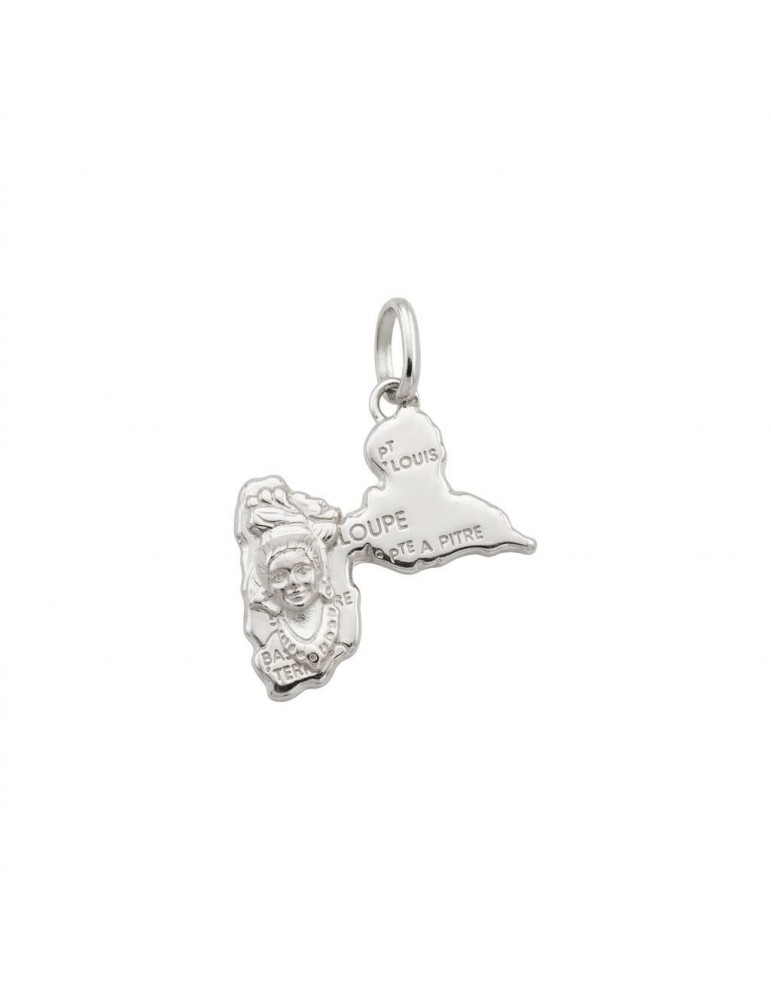 Pendentif carte Guadeloupe tête negresse