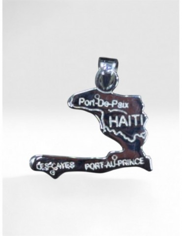 Médaille carte Haiti argent Petit modèle