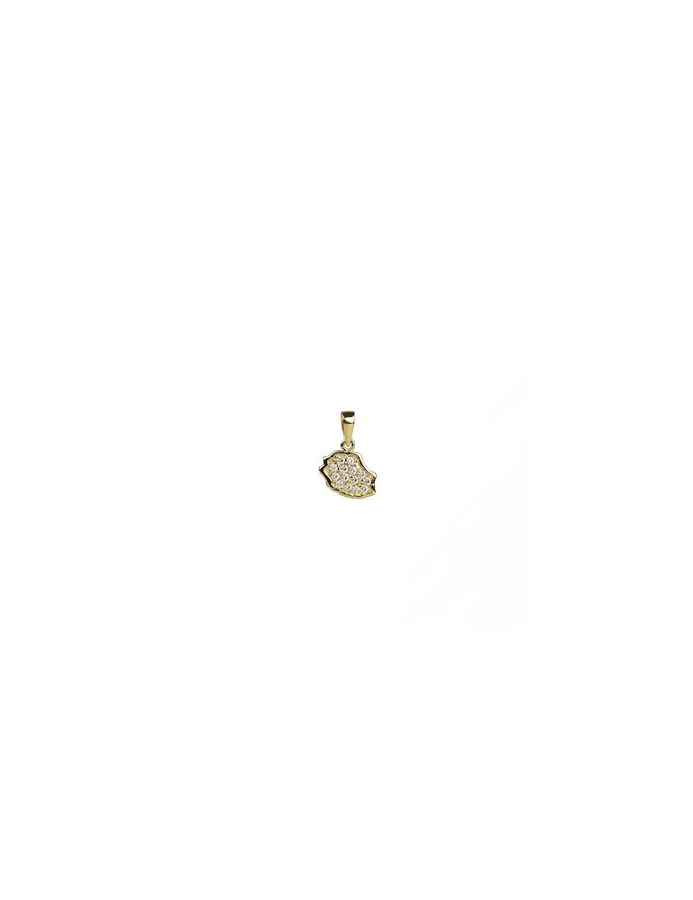 MÉDAILLE CARTE RÉUNION PLAQUÉ OR STRASS