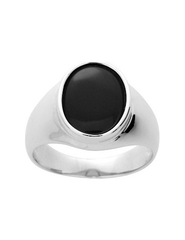 CHEVALIÈRE ONYX ARGENT 925/1000
