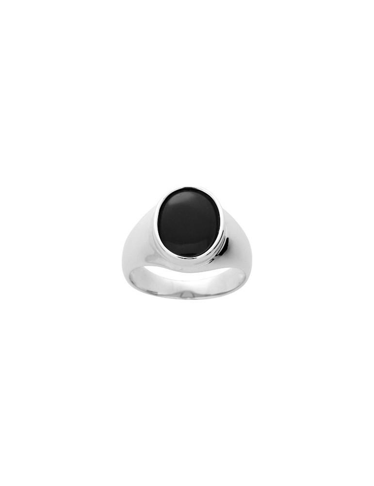 CHEVALIÈRE ONYX ARGENT 925/1000
