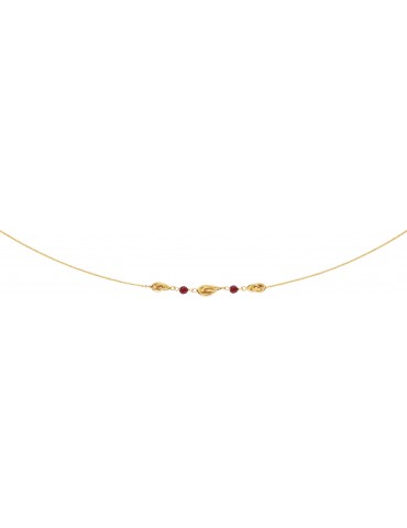 COLLIER NOEUDS FORCATS ET GRENATS OR 750/1000