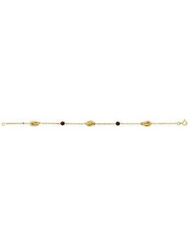 BRACELET FORÇATS/GRENATS OR 750/1000