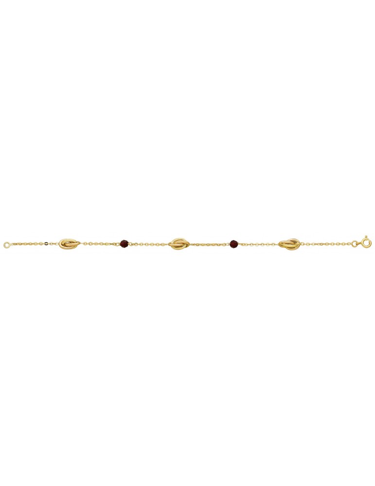 BRACELET FORÇATS/GRENATS OR 750/1000