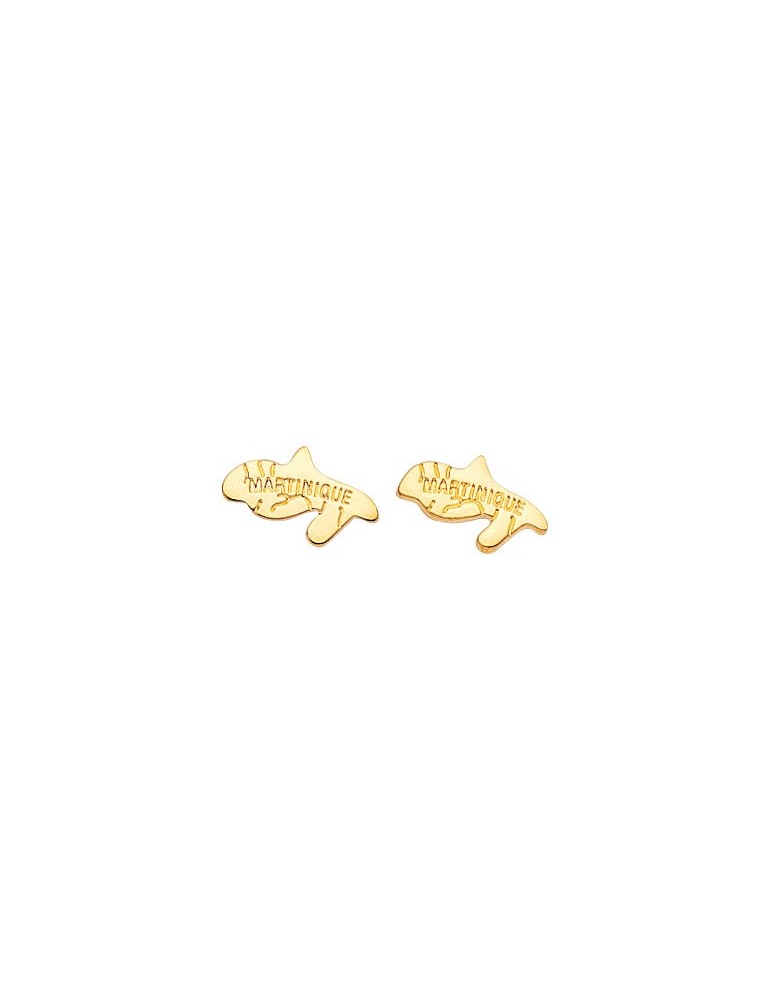 BOUCLES D'OREILLES CARTE MARTINIQUE PLAQUÉ OR