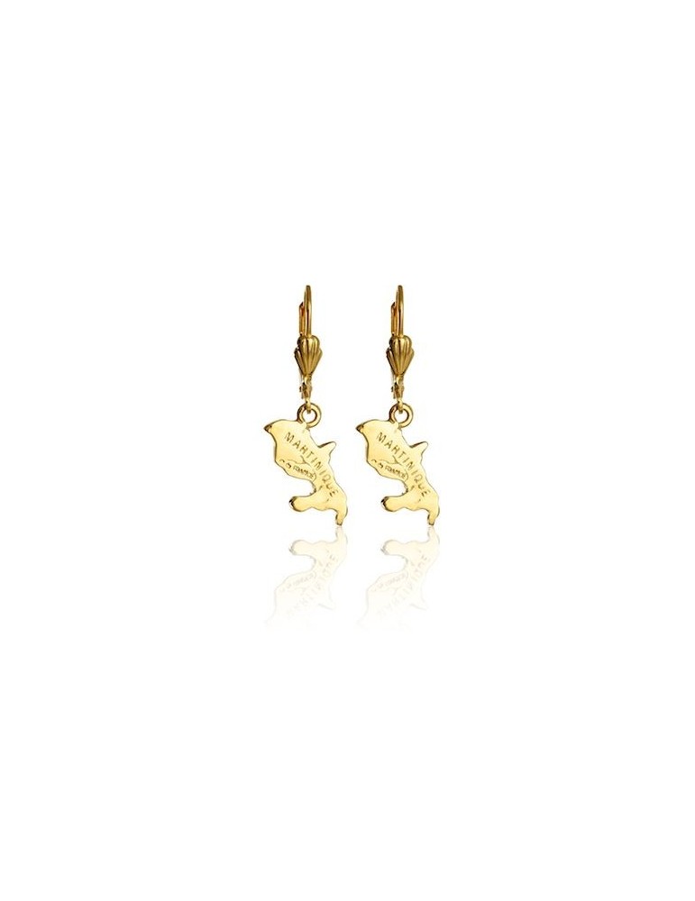 BOUCLES D'OREILLES CARTE MARTINIQUE DORMEUSE PLAQUÉ OR